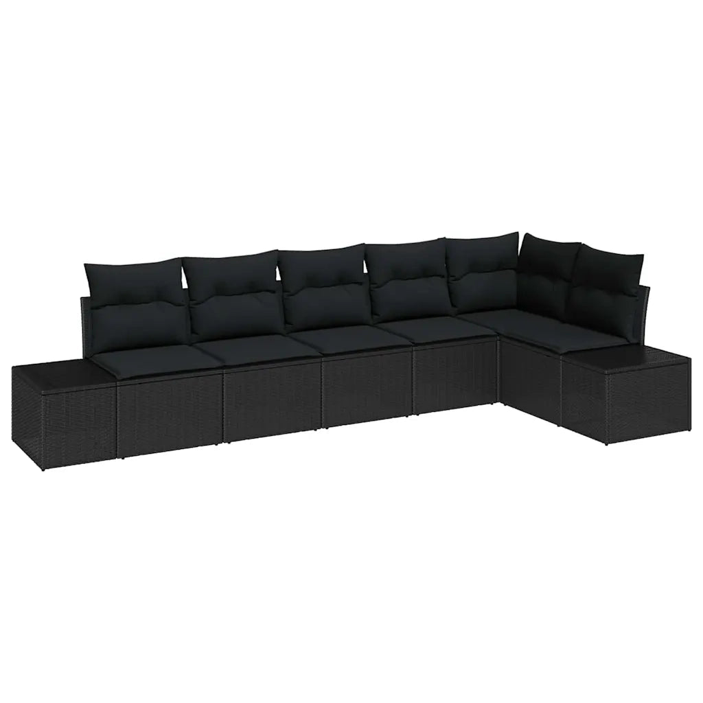 Set Divano da Giardino con cuscino 6 pcs Nero polyrattan 3347083