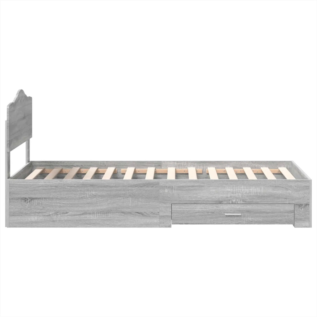 Letto singolo | Letto per adulti | Struttura del letto Grigio Sonoma 90 x 190 cm Legno multistrato