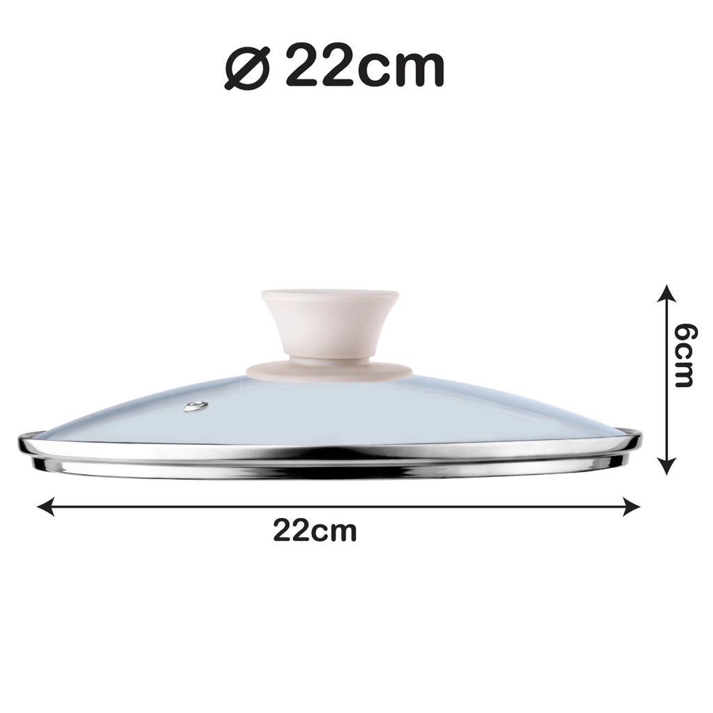 Coperchio in vetro KADAX da 22 cm, universale, resistente al calore, per pentole e padelle.