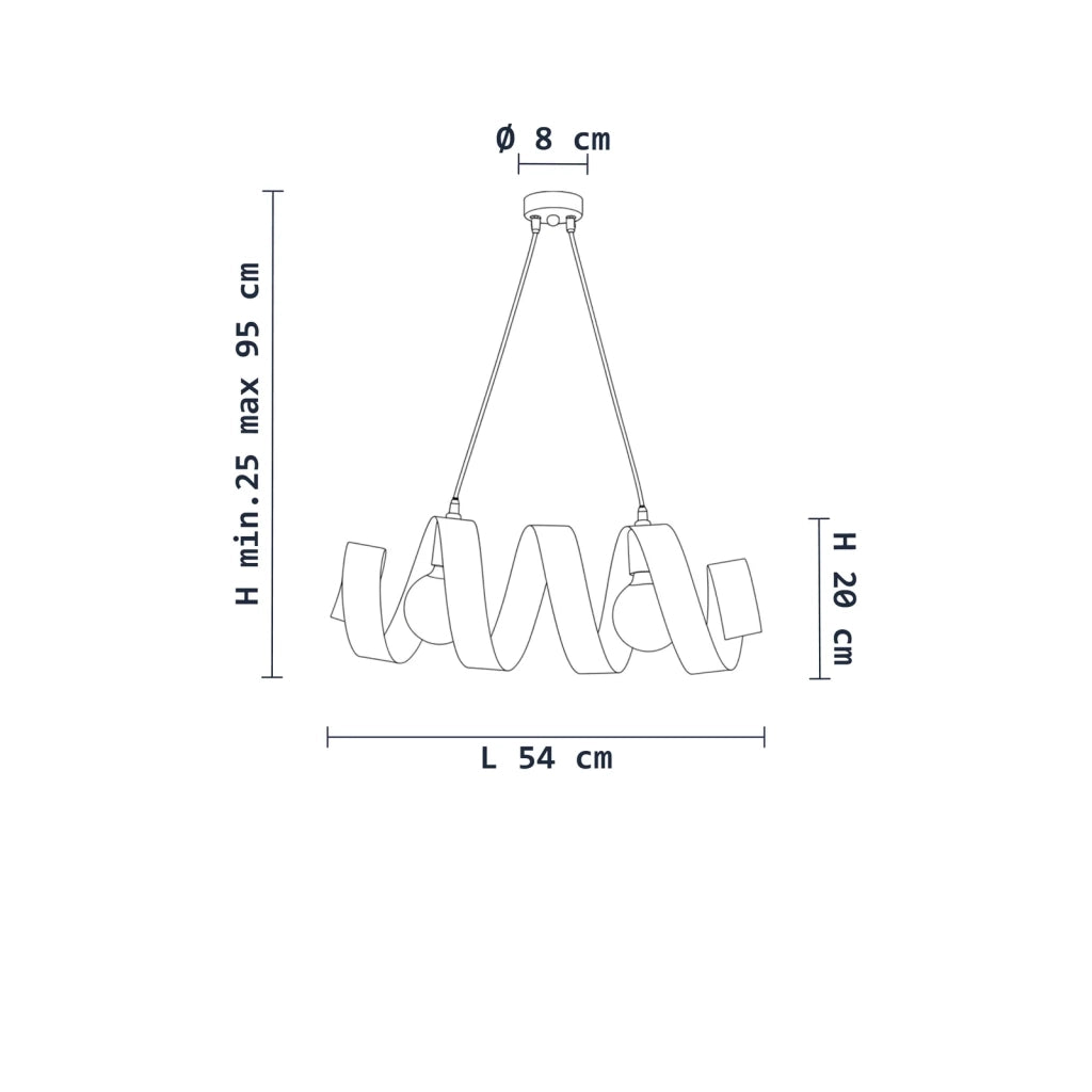 Sospensione Helix 2 Luci Rosa LuceArt Classic