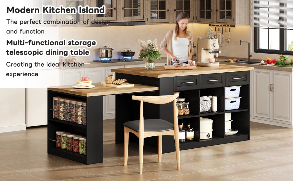 Tavolo da cucina allungabile ¨C Minimal ¨C Nero effetto legno, 150x96 cm, salvaspazio