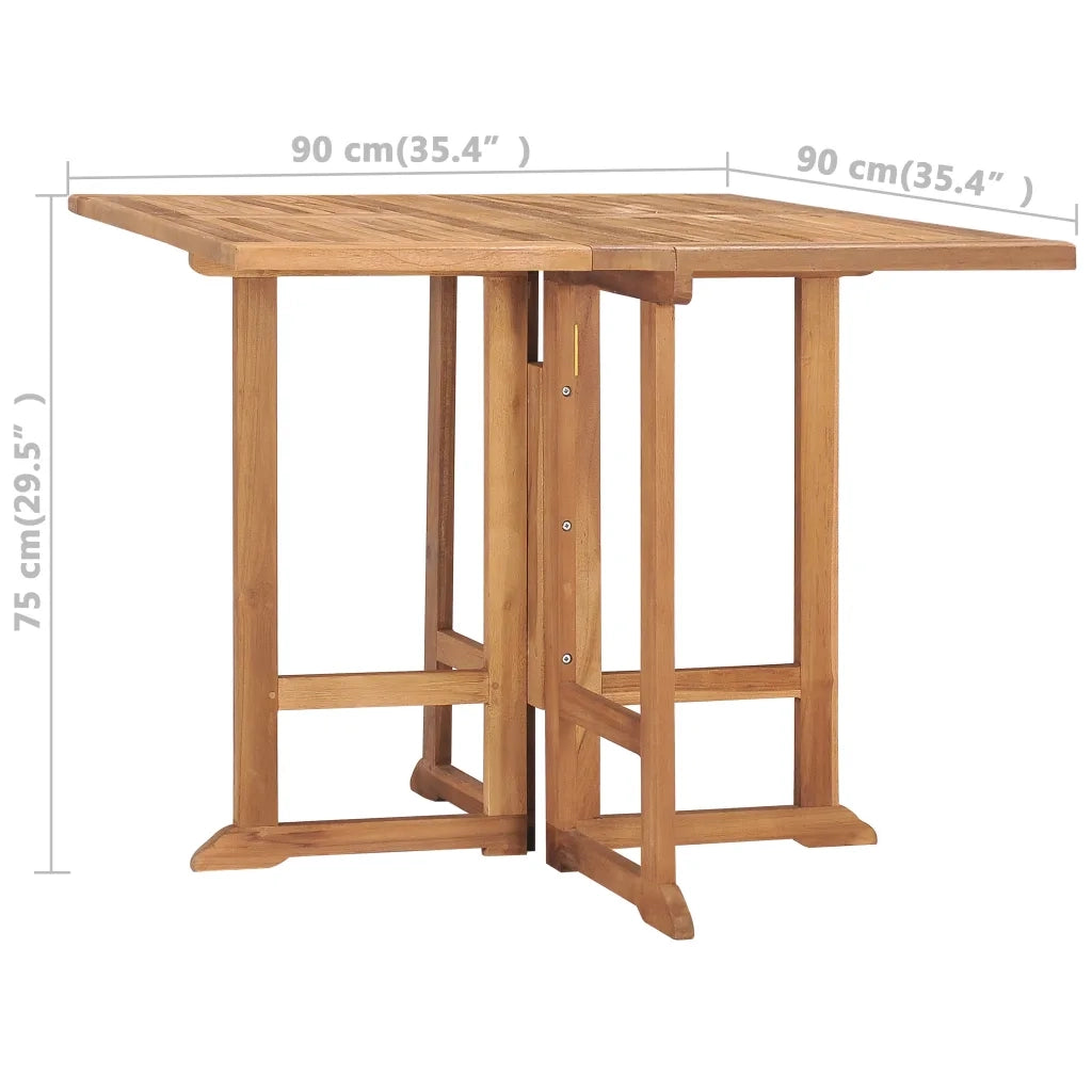 Tavolo da Giardino-Tavolo da esterno Pieghevole 90x90x75 cm in Massello di Teak