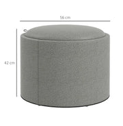 Pouf rotondo con contenitore e coperchio ribaltabile in tessuto effetto lino grigio Ø56 x 42 cm