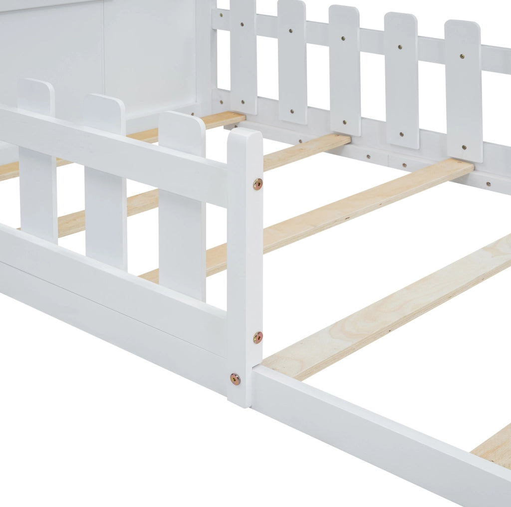 Letto per bambini a forma di casa 90 x 200 cm, bianco