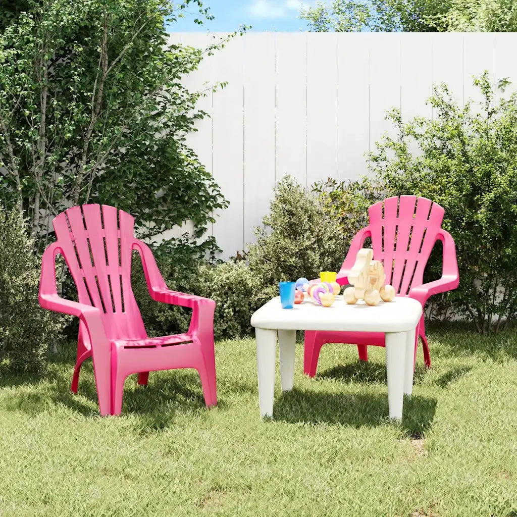 Sedie Giardino 2 pz | Sedie da Esterno Bambini Rosa 37x34x44cm PP Aspetto in Legno
