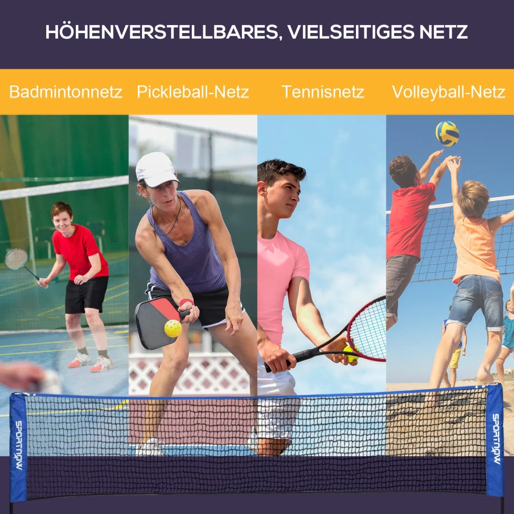 Set Rete Badminton/Tennis/Volley, Altezza Reg. 103/120/155 cm, Pieghevole, Interno/Esterno, Poliestere
