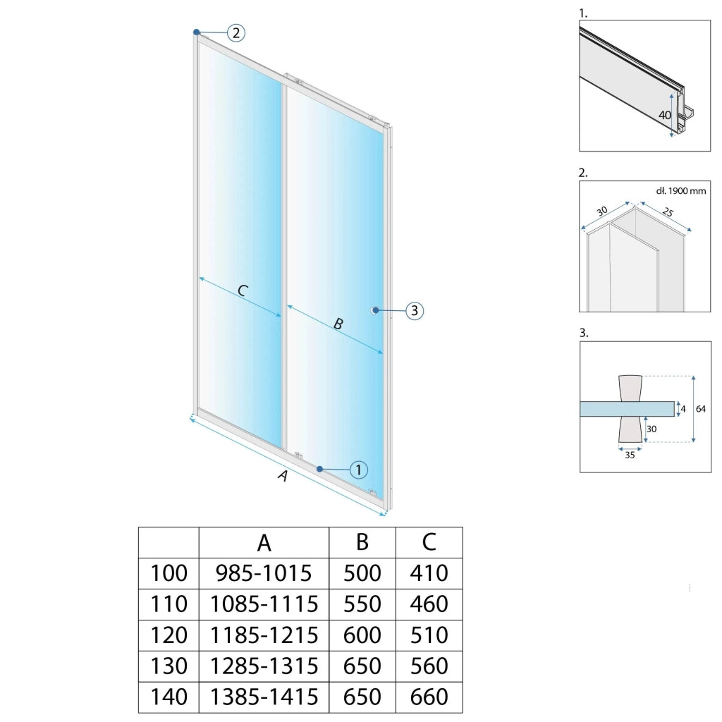 Porta Doccia Rea Primo Slide 130 Chrome