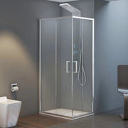 Box doccia angolare 90x90 cm doppio scorrevole in cristallo trasparente Ted
