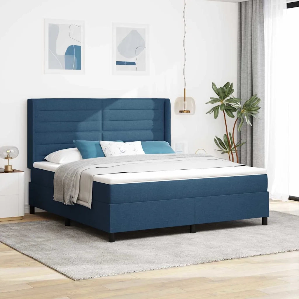 Letto a molle con materasso Blu 180 x 200 cm Tessuto