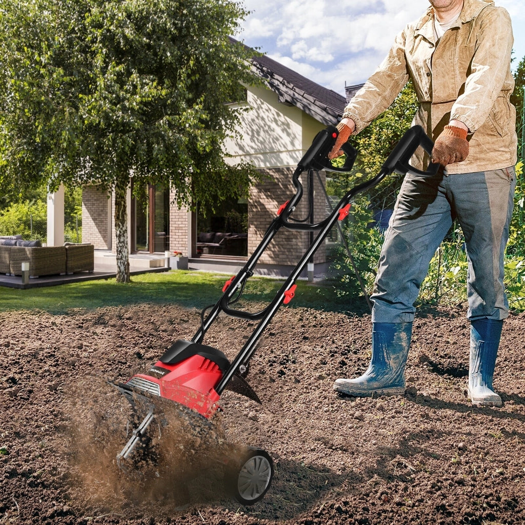 Dissodatore elettrico e coltivatore e carriola da giardino con 2 ruote, Mini coltivatore e carrello resistente