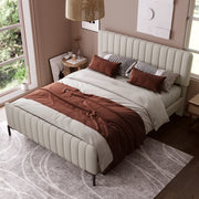 Letto matrimoniale – 160x200 cm – testiera regolabile rete – lino grigiobeige