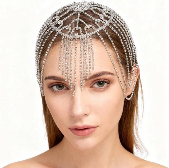 Accessori per capelli - Strass - Vintage - Matrimonio - Perle e cristalli - Flapper - Gatsby - Anni 20 - Accessori per capelli - Collana principale - Gioielli - Donna - Festa - Chic - Adatto per matrimoni - Nero