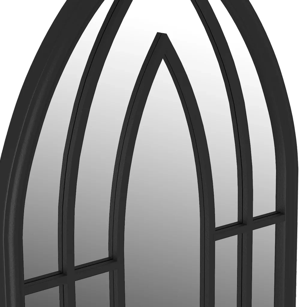 Specchio da Giardino Nero 70x30 cm in Ferro per Uso Esterno 318356