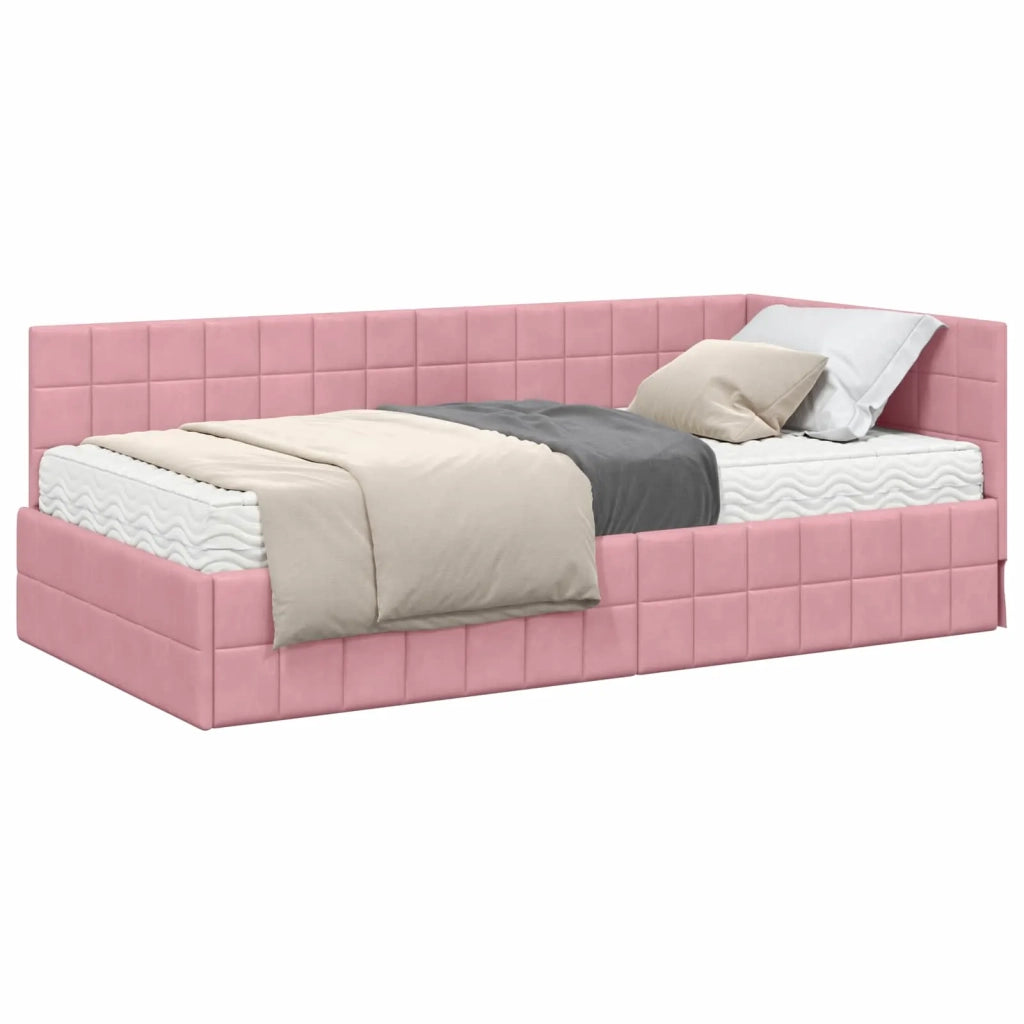 Struttura Letto Angolare con Materasso 2 pcs Grigio Velluto