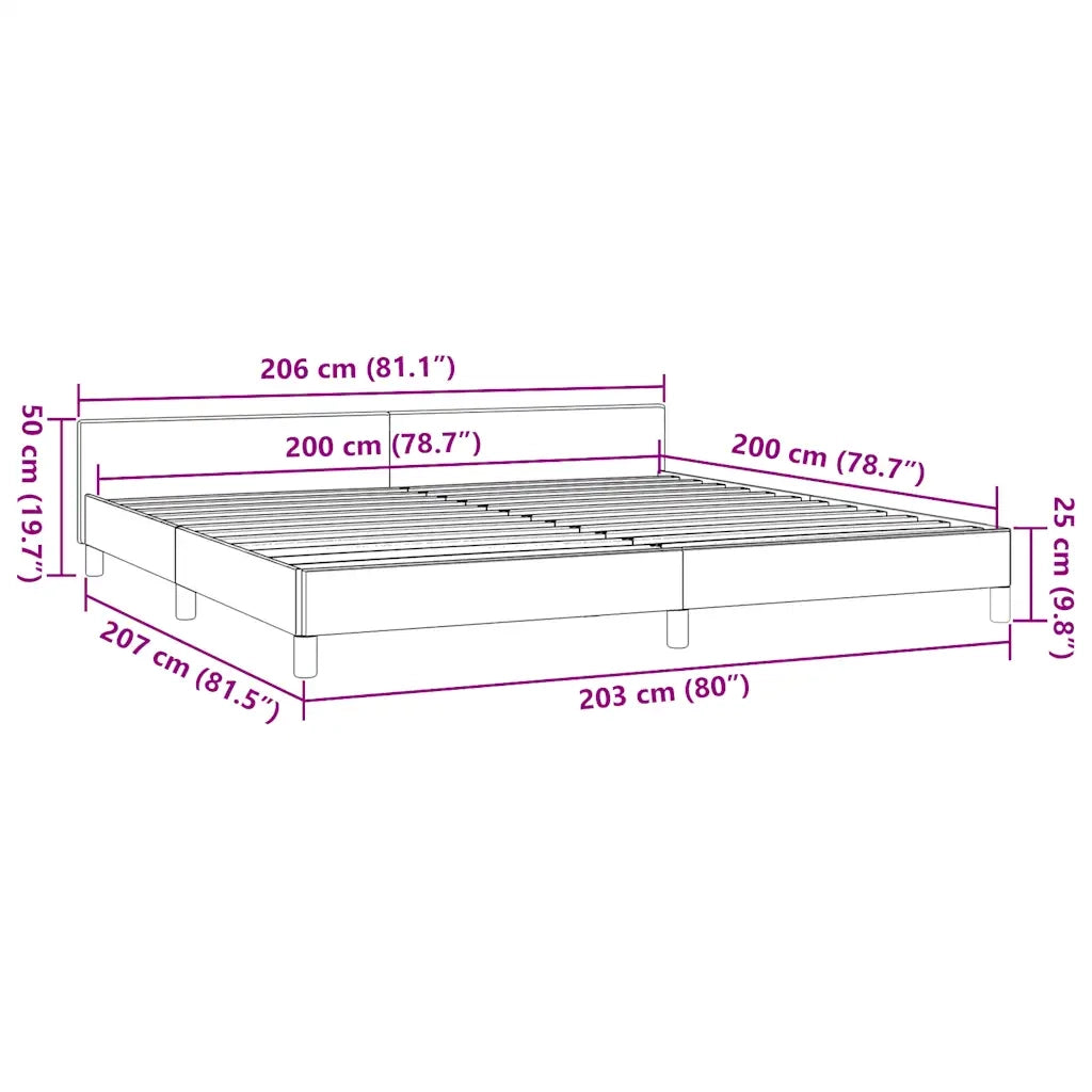 Giroletto con Testiera senza Materasso-Struttura Letto Crema 200x200 cm