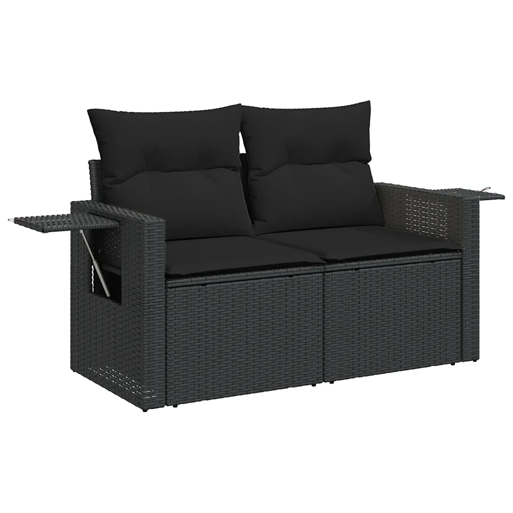 Set Divani da Giardino con Cuscini 8 pz Nero in Polyrattan 3268055