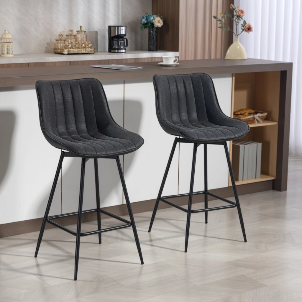 Set di 2 sgabelli da bar con schienale girevoli ¨C Minimal ¨C Nero 68 cm