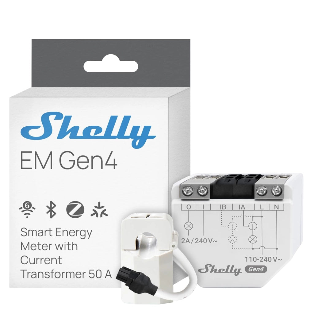 SHELLY - Shelly EM Gen4 - misuratore di energia smart con pinza 50A inclusa