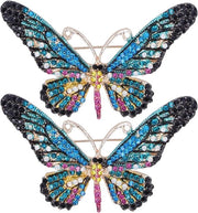 Set di 2 spille per abbigliamento con pietre per signore - Blu - Accessorio di moda con badge