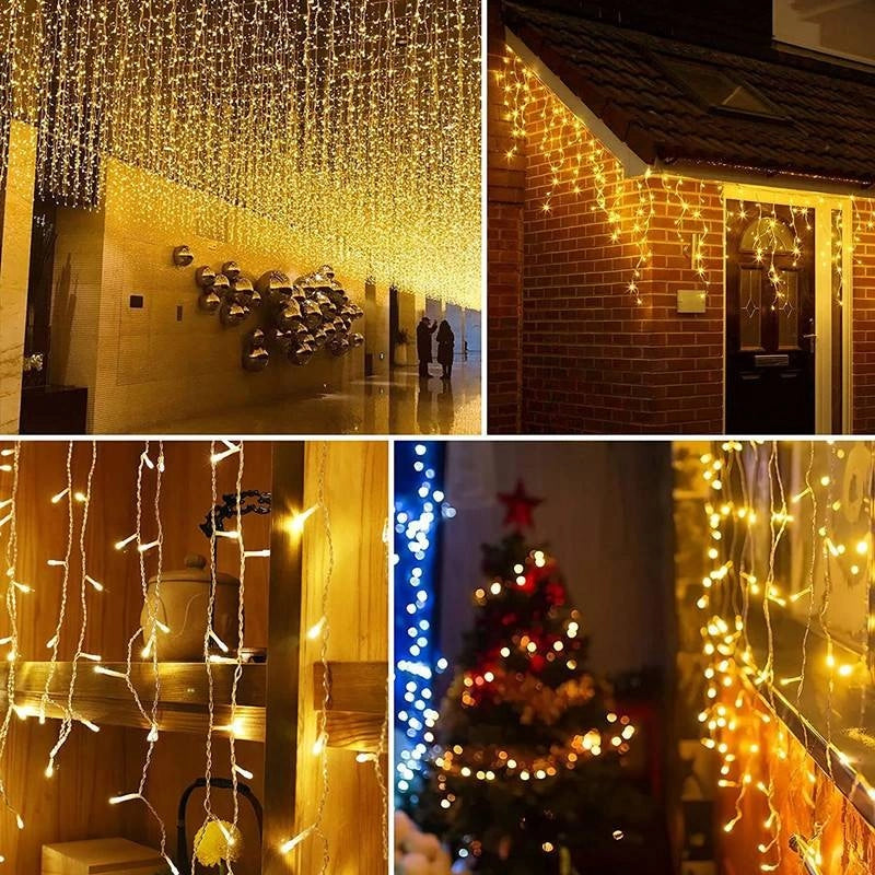 TENDA LUMINOSA NATALIZIA CASCATA DA ESTERNO  LUCI DI NATALE 250/300LED 10 METRI LUCE BIANCO CALDO - ZENCOCCO