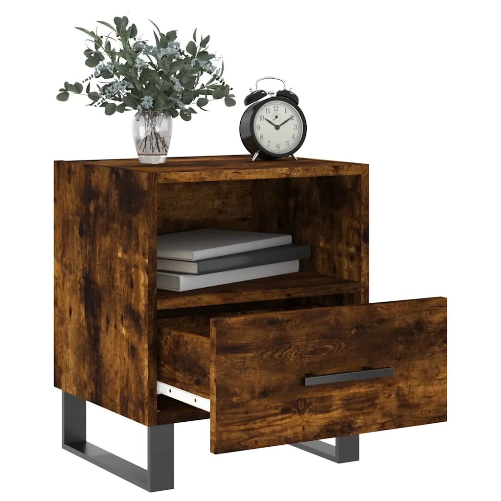 Set di 2 Comodini | Armadio da Notte | Mobiletto da notte Rovere Fumo 40x35x47,5 cm in Legno Multistrato