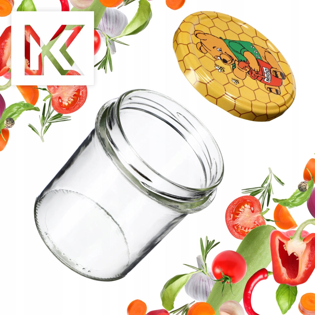 KADAX Avila barattoli di vetro 350ml 10pz 82mm + coperchi "Miele"