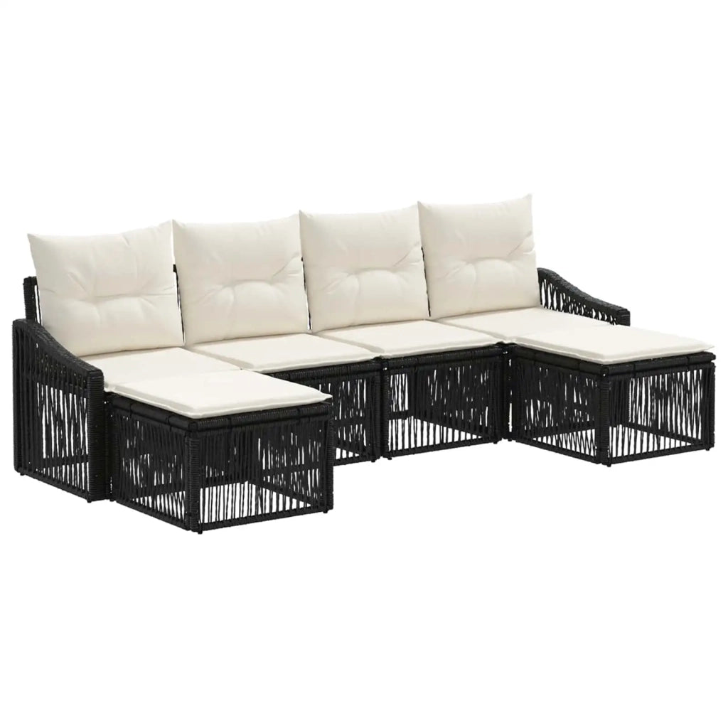 Set Divano da Giardino 6 pz Nero polyrattan 3436084