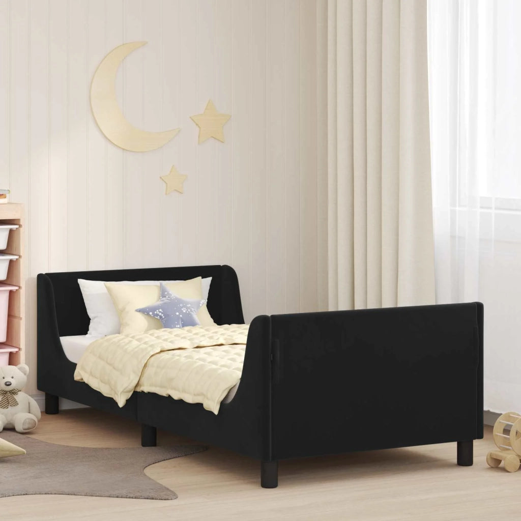 Struttura letto bambini con testata-Giroletto per bambini Nero 90 x 200 cm Velluto 413517