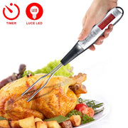 Termometro Digitale da Cucina per Alimenti Sonda con Timer e Luce a LED