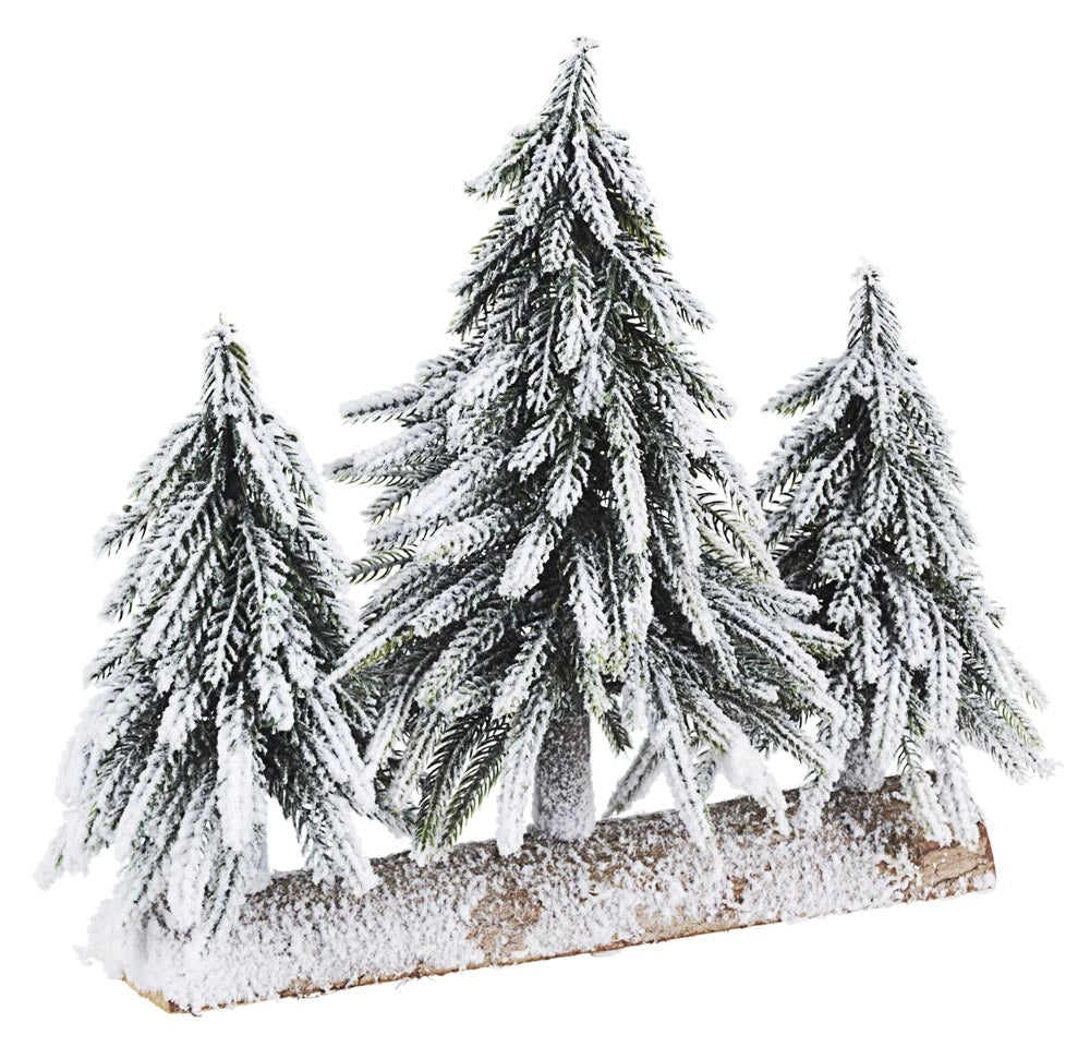 Tris Alberelli di Natale Innevati Decorazioni Natalizie Mini Albero Pino Cimone
