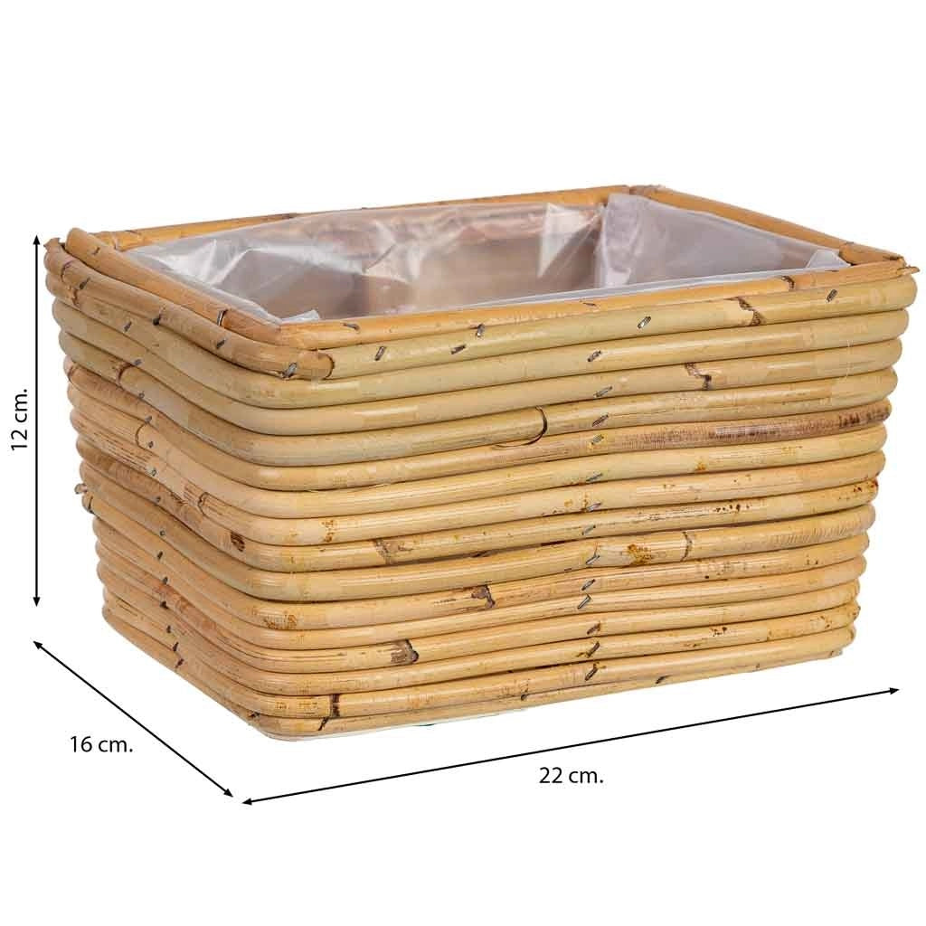 Cesto rettangolare in bambù 22x16x12h cm