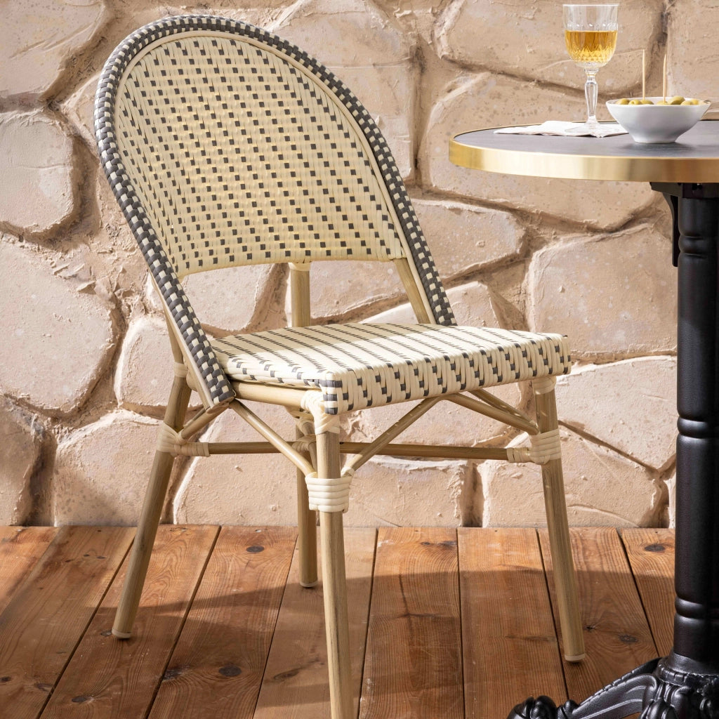 Oviala - Sedia da giardino in rattan grigio e alluminio