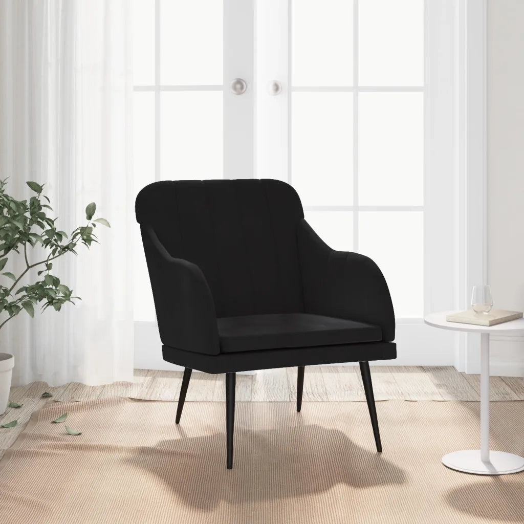 Poltrona Nera 63x76x80 cm Velluto 351459