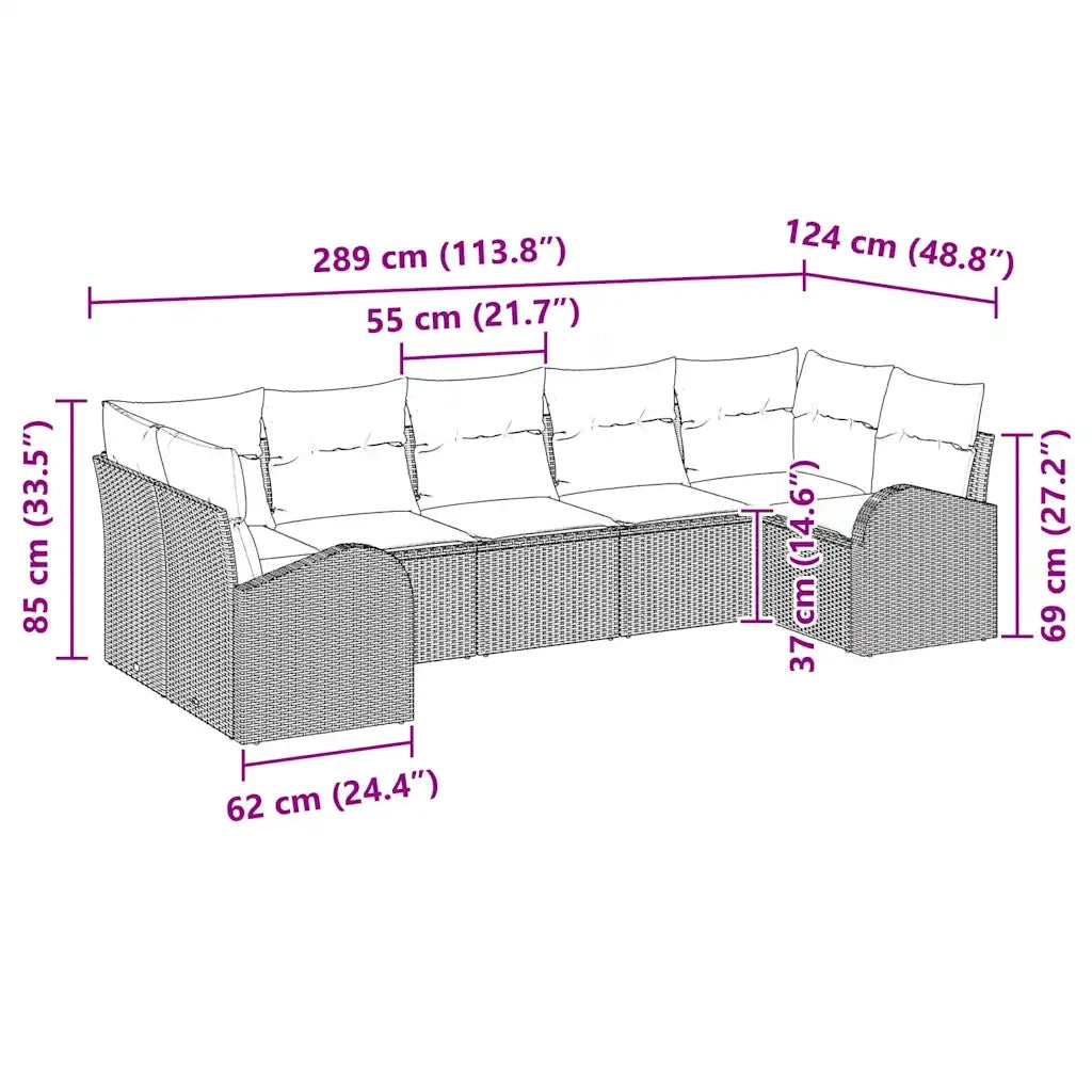 Set Divano da Giardino 7 pcs Nero Rattan in Polipropilene 3346193