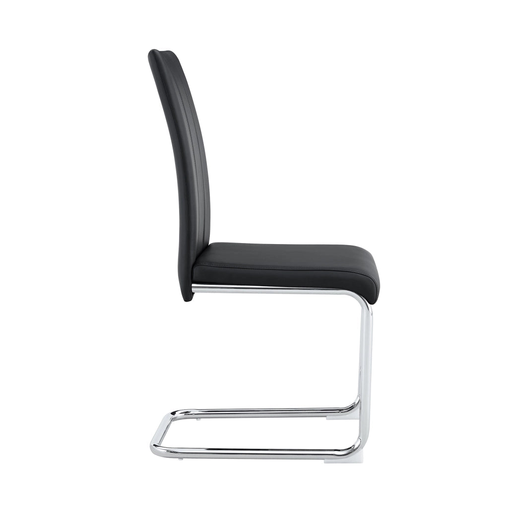 Sedia da pranzo moderna nera in PU e metallo con design ergonomico