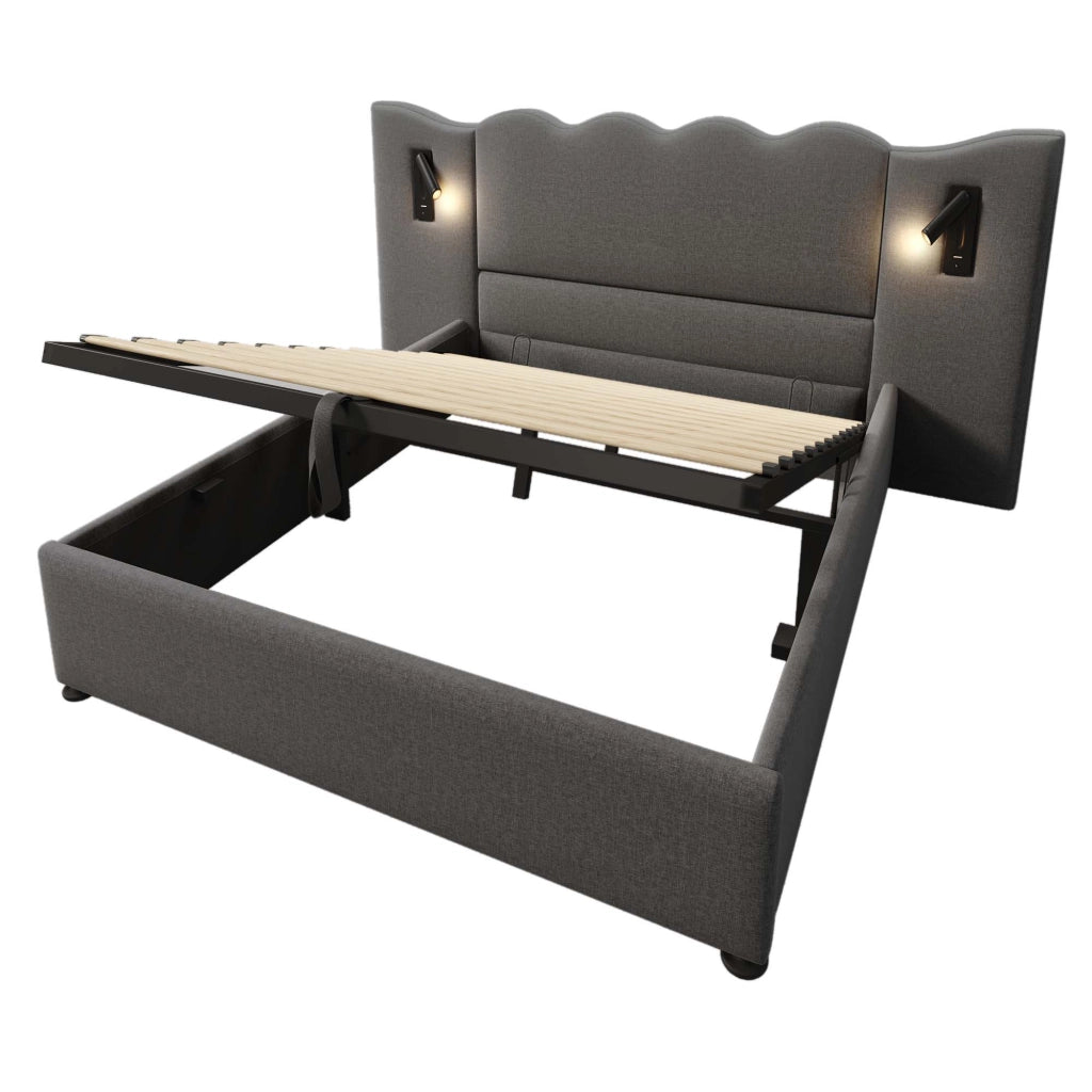 Letto matrimoniale contenitore grigio 160x200 con sollevamento idraulico