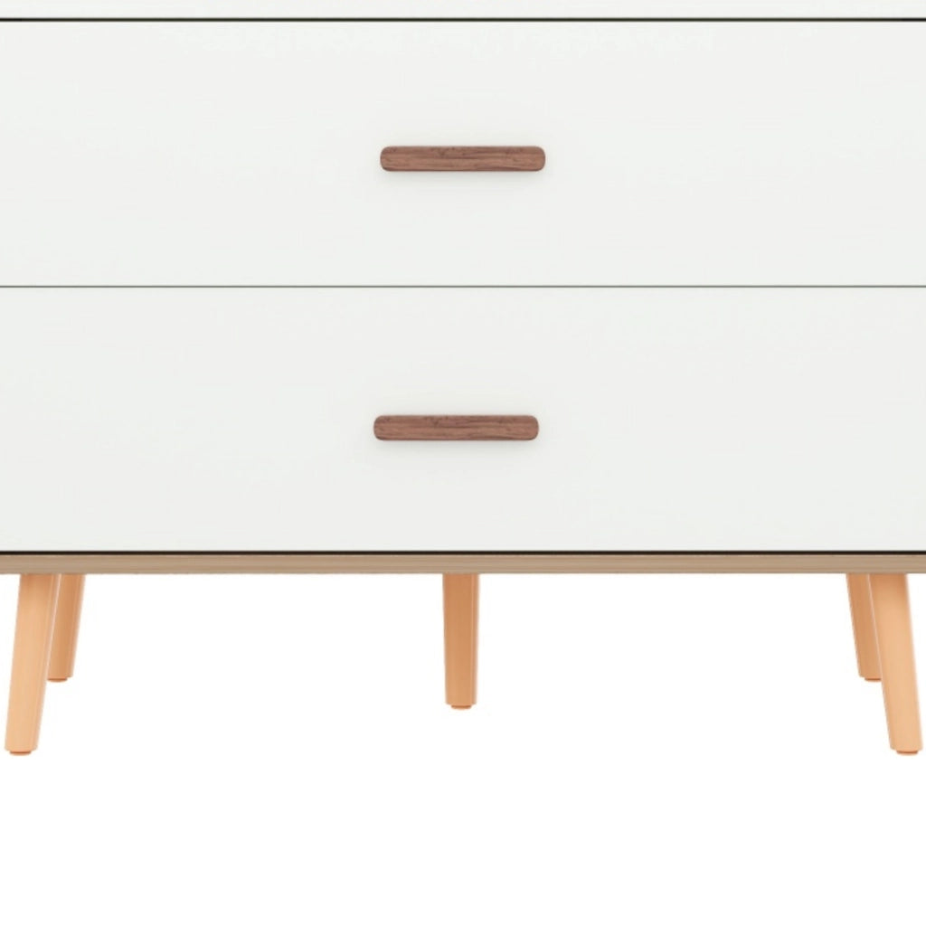 Armadio Aperto per Bambini in Legno 80 x 46 x 141.5 cm con Barra Appendiabiti e 2 Cassetti Bianco e Naturale