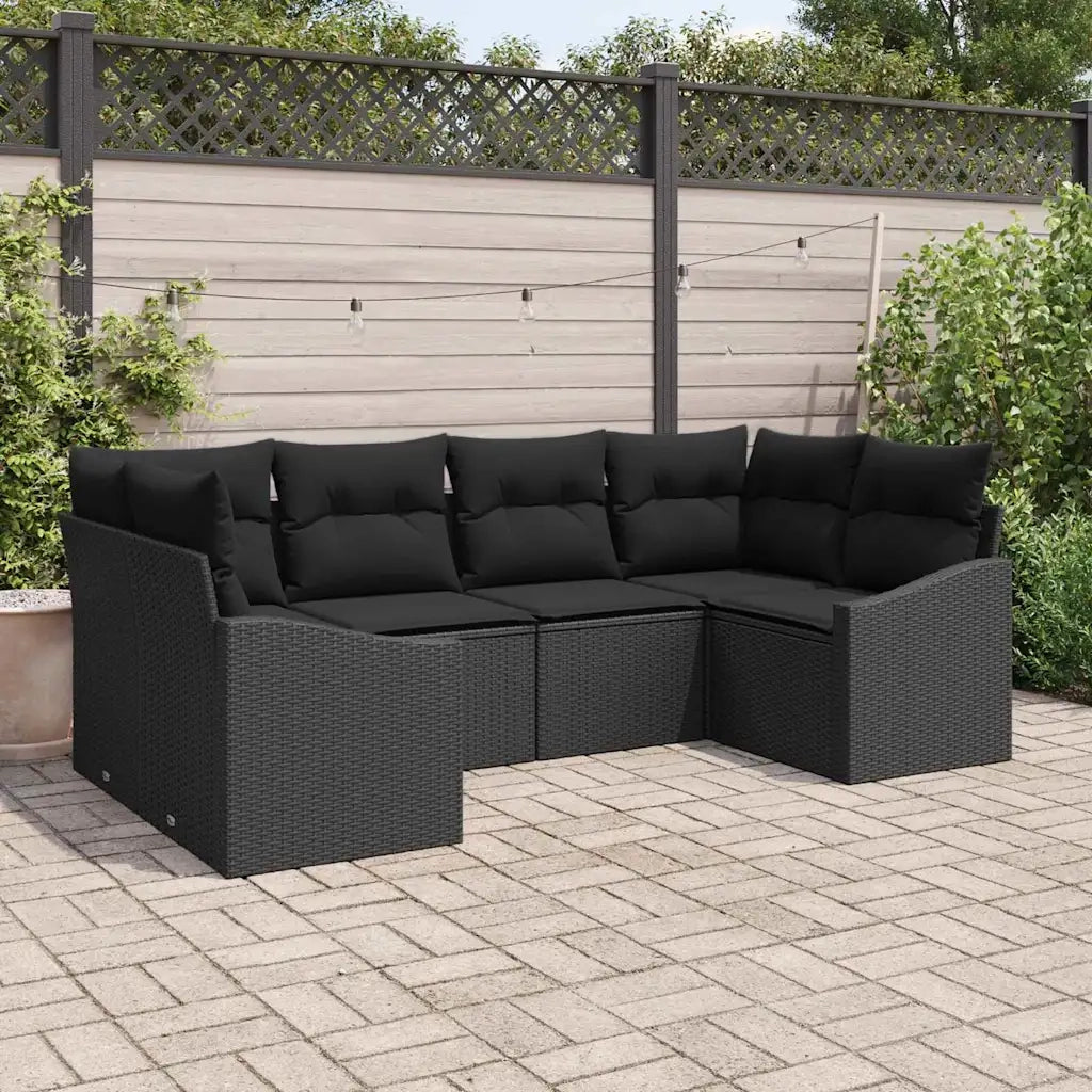 Set Divano da Giardino con archiviazione 6 pcs Nero polyrattan 3355532