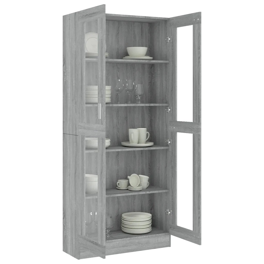 Mobile Vetrina Grigio Sonoma 82,5x30,5x185 Legno Multistrato
