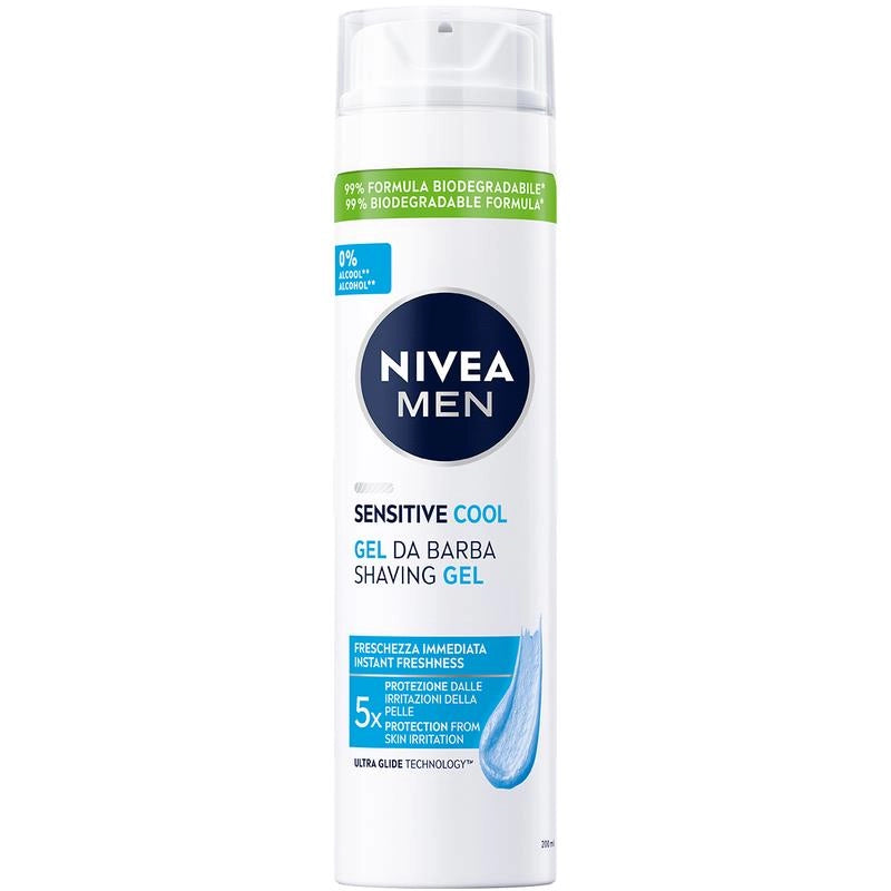 NIVEA GEL DA BARBA UOMINI NEW SENSITIVE COOL FRESCHEZZA IMMEDIATA 200 ML