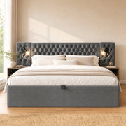 Letto contenitore 180 x 200 cm con comodini, luci e ricarica