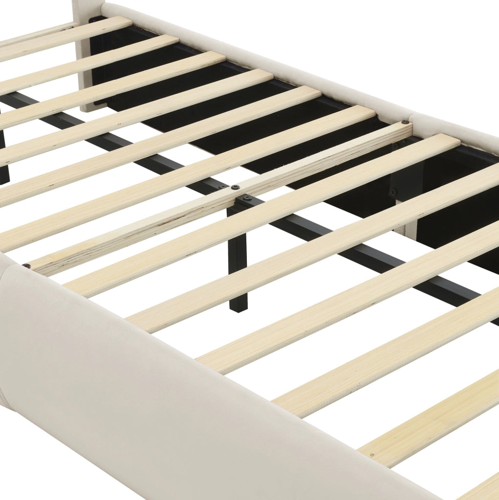 Letto imbottito 90x200 cm con orecchie decorative, luce LED e contenitori