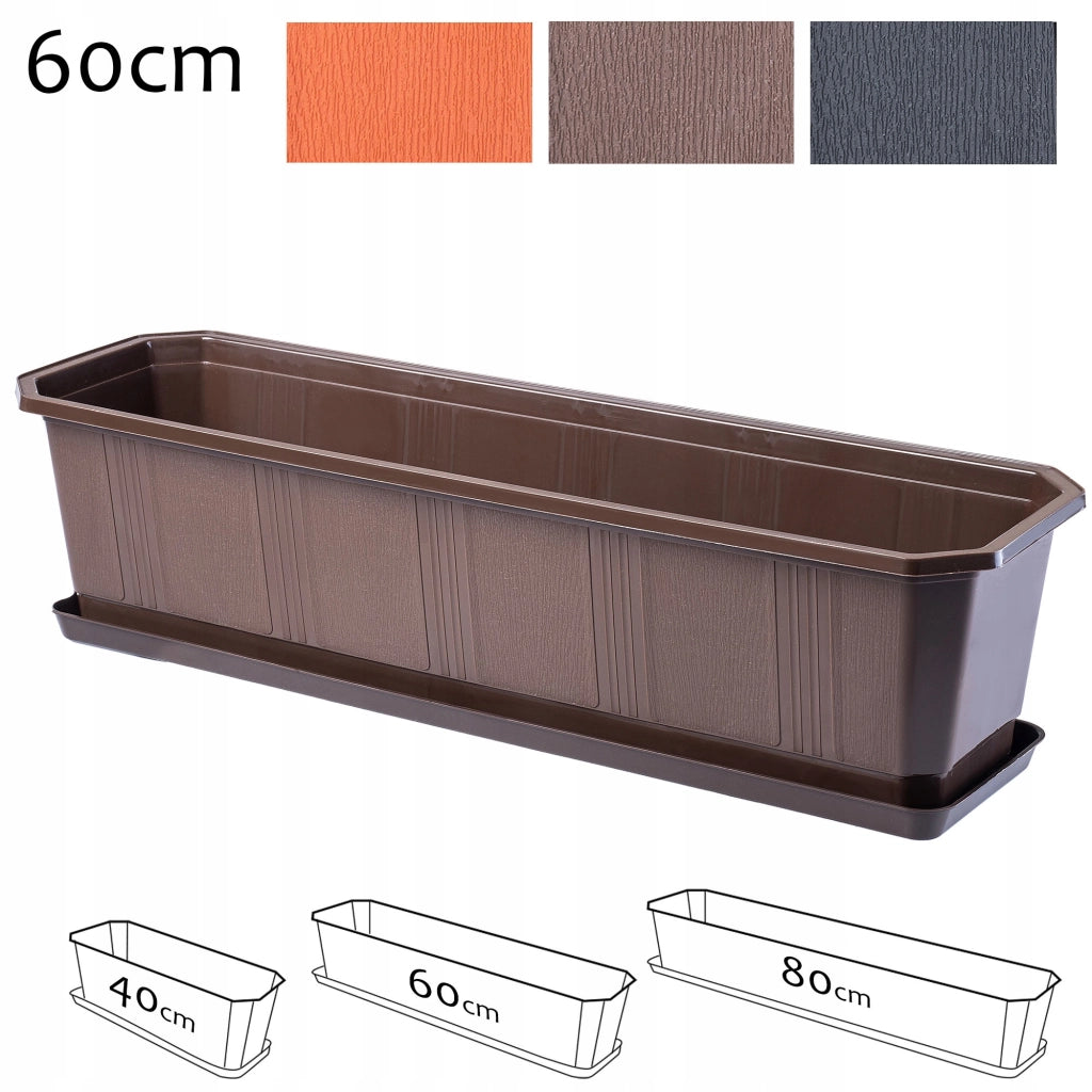 Fioriera da balcone KADAX da 60 cm con supporto e balaustra.