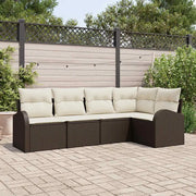 Set Divano da Giardino 5 pcs Marrone e bianco polyrattan