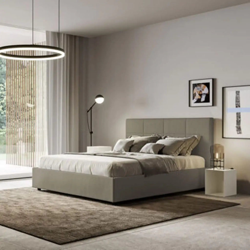 Letto matrimoniale senza rete imbottito 160x210 similpelle cappuccino Mika