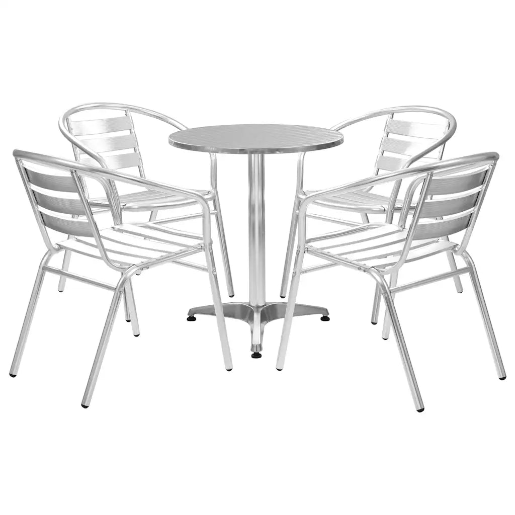 Set da Pranzo da Giardino 5 pz in Alluminio Argento 48720
