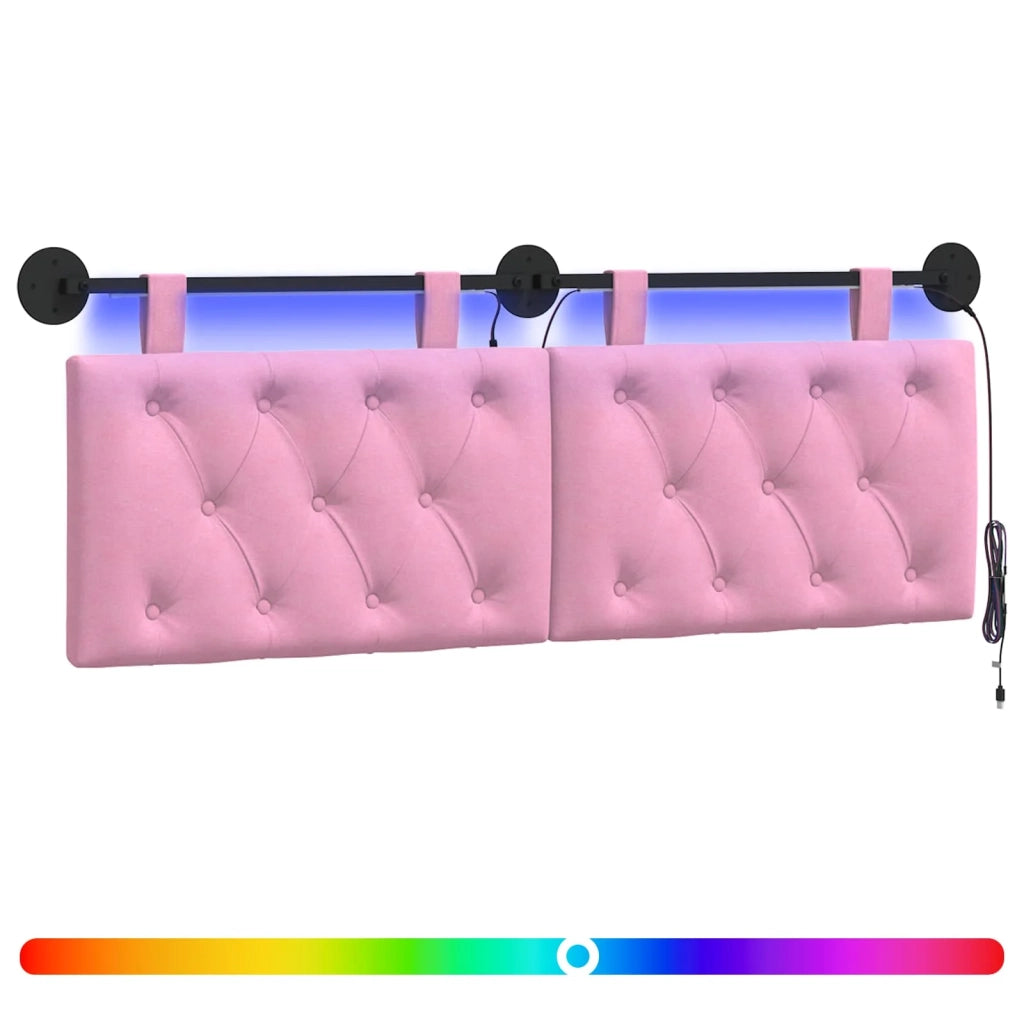 Testiera | Testata sospesa Con luce LED Rosa Tessuto