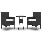 Set da Pranzo per Giardino 3 pz | Set Salotto da Giardino in Polyrattan Nero