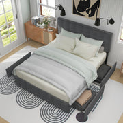 Letto imbottito 140x200 cm con 4 cassetti, materasso e testiera regolabile grigio