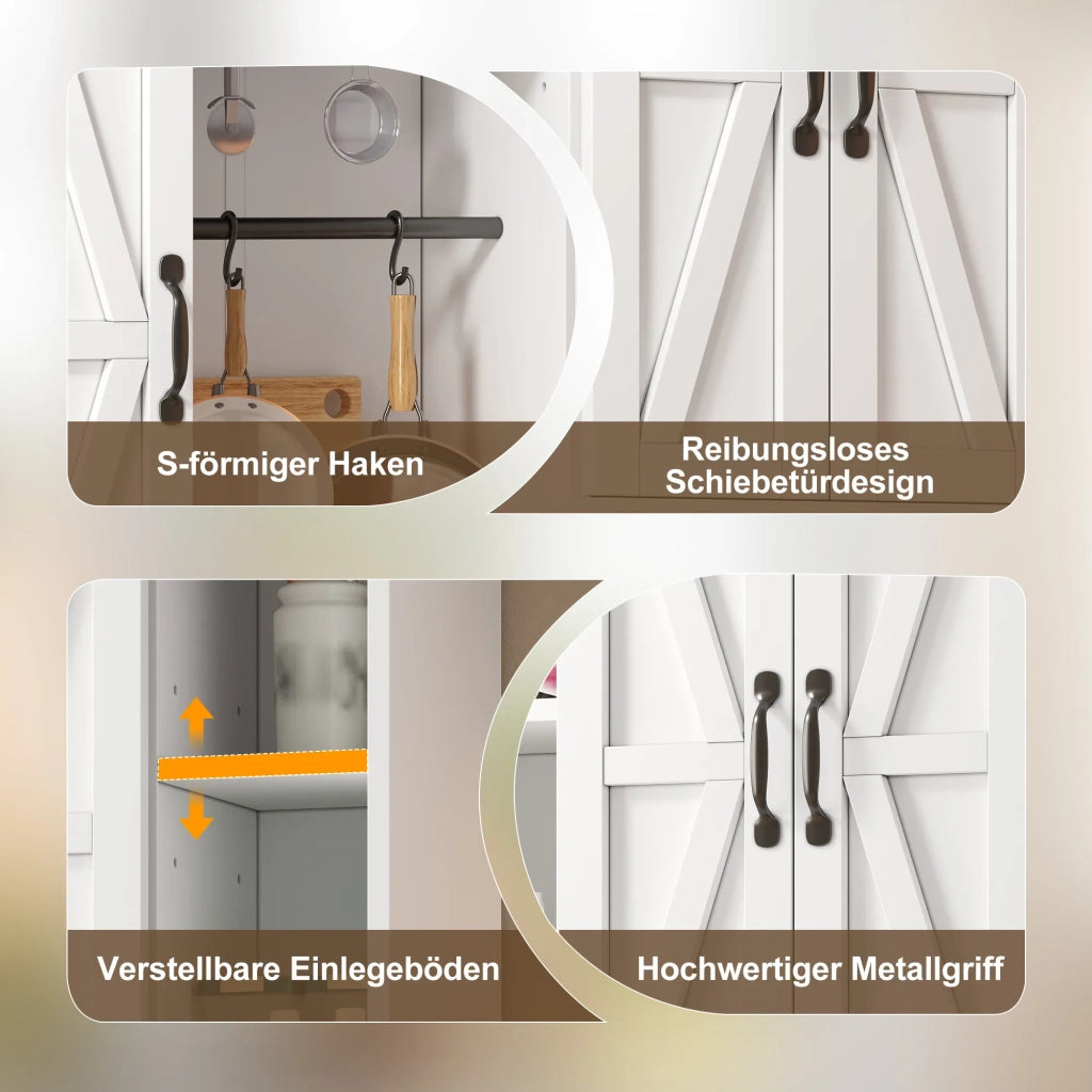 Armadio pensile da cucina con 2 ante scorrevoli e ripiani regolabili, 80x31x76 cm, per soggiorno, bagno e lavanderia